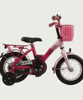 12.139 - BikeFlip, 12 inch kinderfiets, Gazelle fiets, roze kinderfiets, mandje voorop, terugtraprem, zijwieltjes, kabelslot