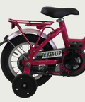 12.139 - BikeFlip, 12 inch kinderfiets, Gazelle fiets, roze kinderfiets, mandje voorop, terugtraprem, zijwieltjes, kabelslot