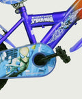 12.16 - BikeFlip, 12 inch kinderfiets, paars fiets, Spiderman thema fiets, terugtraprem, handrem, kabelslot, zijwieltjes