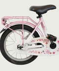 14.32 - BikeFlip , 14 inch fiets, mandje voorop, terugtraprem en handrem, geen versnellingen, kabelslot, roze kinderfiets