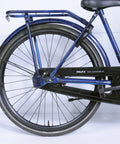26.132 - BikeFlip, 26 inch omafiets met voordrager, terugtraprem, ringslot, siliconen verlichting, zwart met blauwe accenten