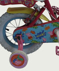 12.96 - BikeFlip, 12 inch kinderfiets, rood, Peppa Pig thema, poppenzitje, handremmen, geen versnellingen, kabelslot, vrolijk