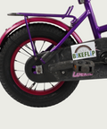 12.97 - BikeFlip, 12 inch kinderfiets, paars, terugtraprem, geen versnellingen, kabelslot, prinsessen thema, vrolijk