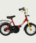 12.101 - BikeFlip. Dynamische kinderfiets, 12 inch fiets, terugtraprem en handrem, zijwieltjes, rode fiets, kabelslot