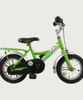12.53 - BikeFlip, kinderfiets, 12 inch, groene fiets, avontuurlijk design, terugtraprem, handrem, kabelslot, lichtgewicht