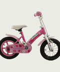 12.121 - BikeFlip, 12 inch kinderfiets, roze kinderfiets, veilige peuterfiets, handrem, terugtraprem, zijwieltjes, kabelslot