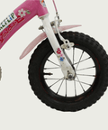 12.121 - BikeFlip, 12 inch kinderfiets, roze kinderfiets, veilige peuterfiets, handrem, terugtraprem, zijwieltjes, kabelslot