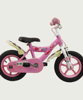 12.152 - BikeFlip, 12 inch kinderfiets, roze fiets, bloemenstickers, avontuurlijke fiets, terugtraprem, handrem, kabelslot