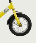 12.71 - BikeFlip, 12 inch kinderfiets, geel, terugtraprem, handrem, kabelslot, vrolijk, stoer