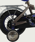 12.82 - BikeFlip, 12 inch kinderfiets, grijs blauwe fiets, terugtraprem, handrem, geen versnellingen, kabelslot, stoer